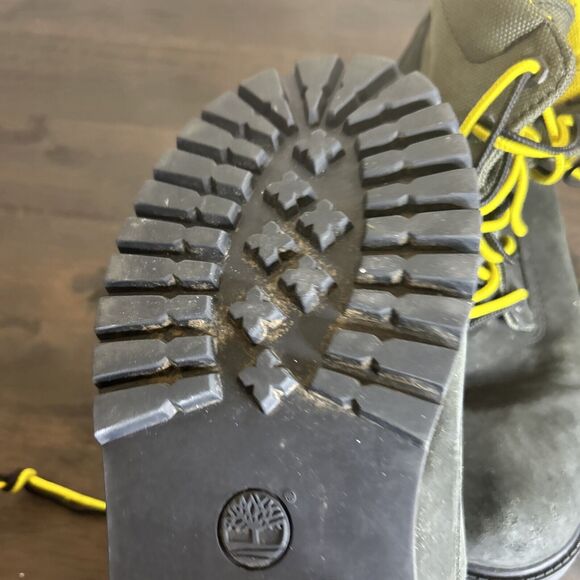 Timberland Premium 6 in Waterproof Boots - Boys Size 7 Black Grey Yellow - Picture 5 of 16